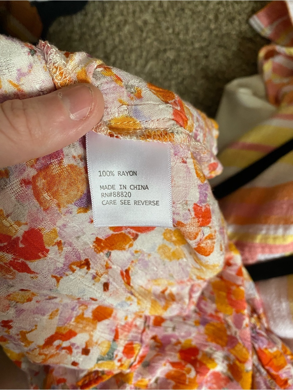 Womens Floral Tie-Neck Blouse — Pink & Orange - Picture 4 of 6